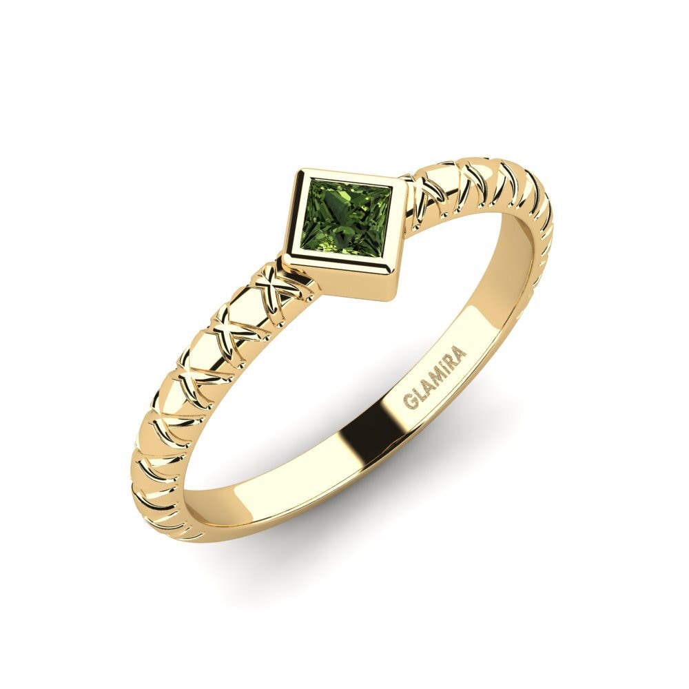 Zafiro Verde Anillo de compromiso Rayonnant