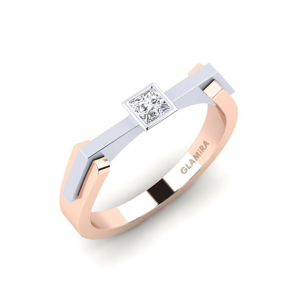 Princess 0.2 Carat Design Solitaire Moissanite 18k Rose & White Gold Engagement Ring Uttge