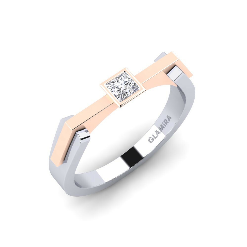 Princess 0.2 Carat Design Solitaire Moissanite 18k White & Rose Gold Engagement Ring Uttge