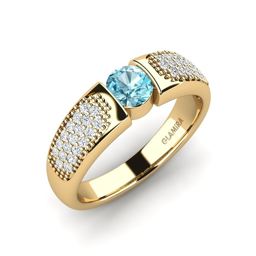 Blue Zircon Engagement Ring Velaend