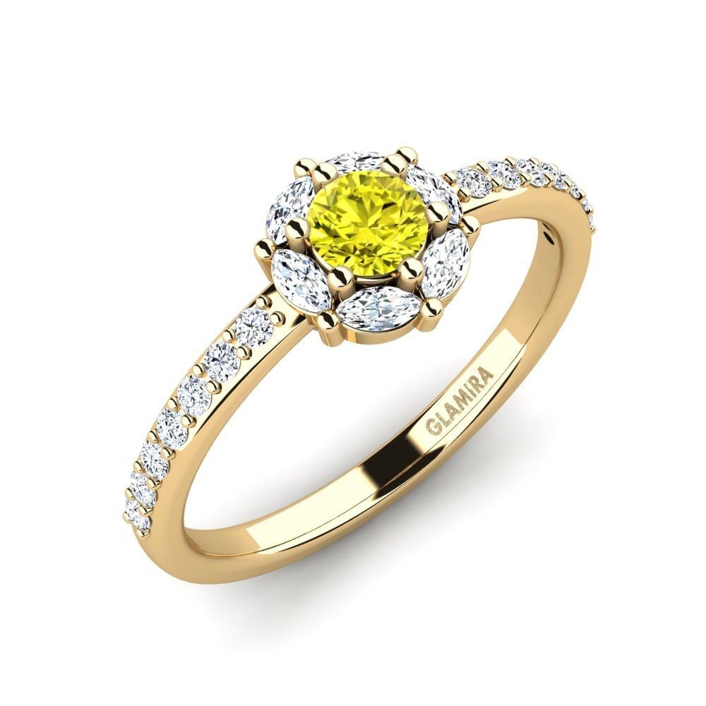 Diamante Amarillo Anillo de compromiso Zayolo