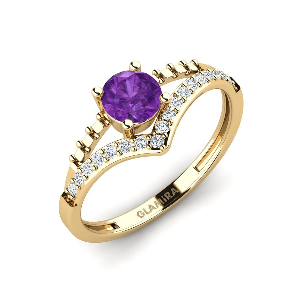 Round Amethyst Engagement Ring Zensben
