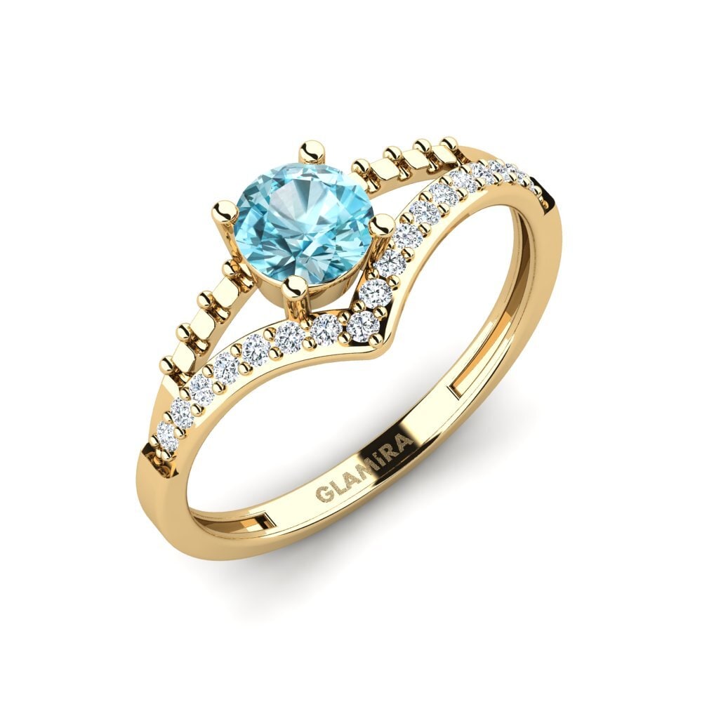 Blue Zircon Engagement Ring Zensben