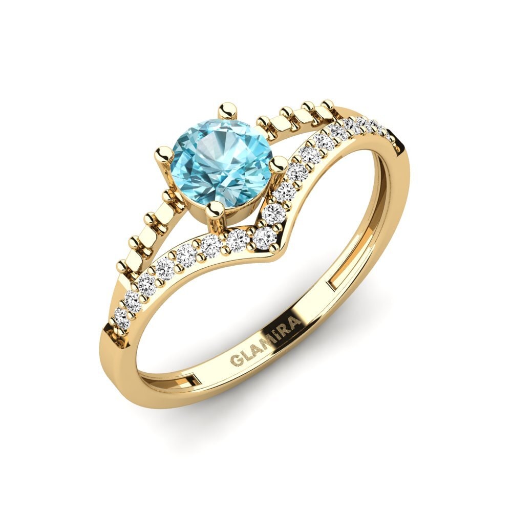 Blue Zircon Engagement Ring Zensben