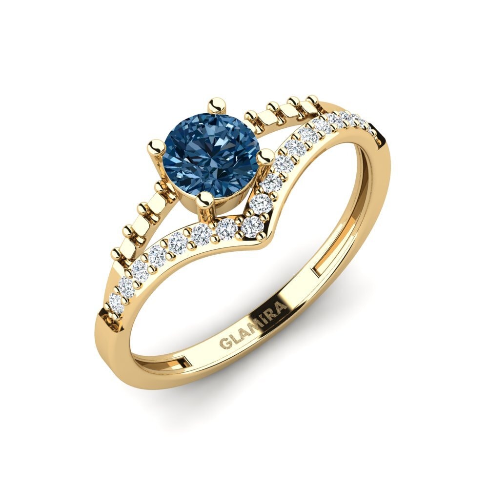 Blue Diamond Engagement Ring Zensben
