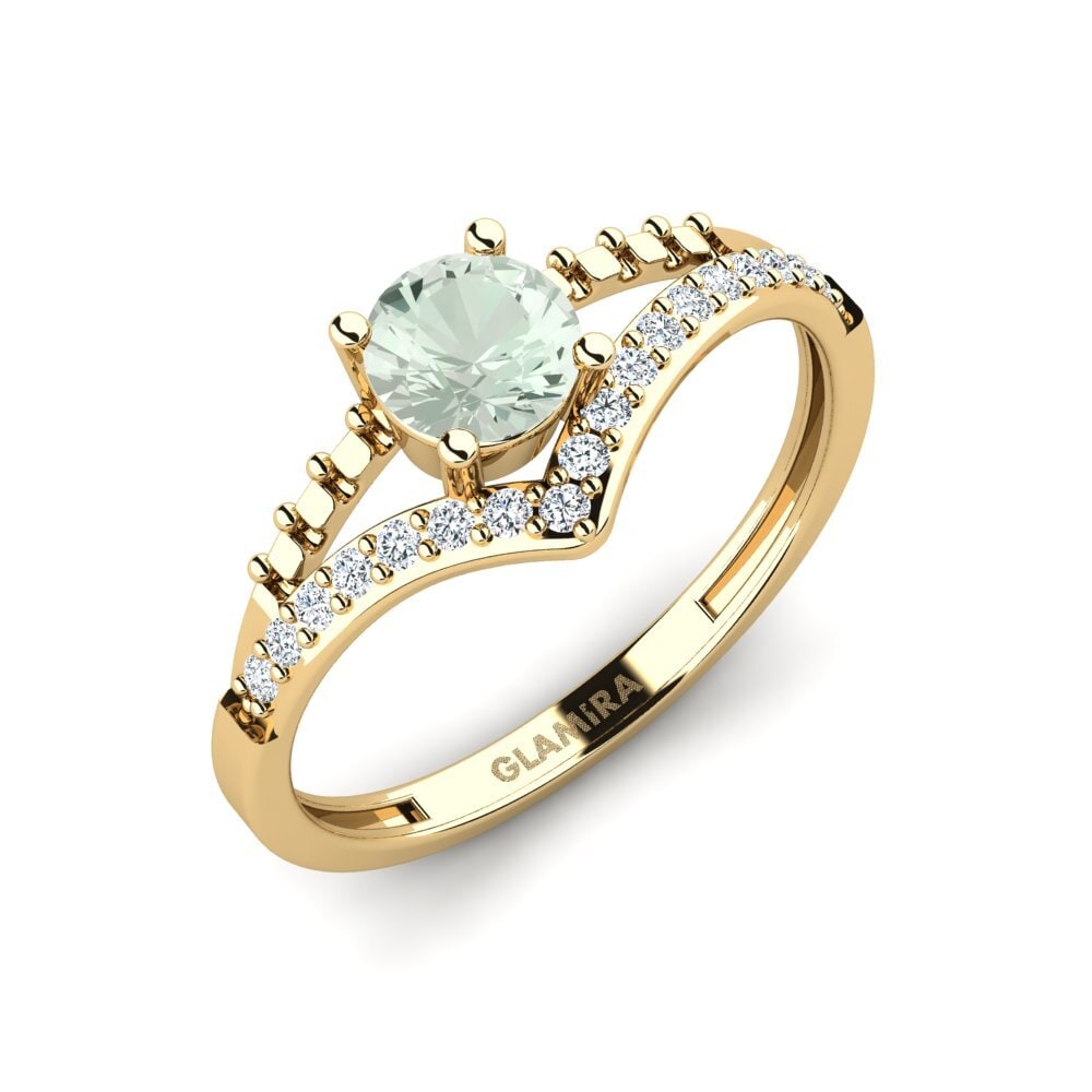 Green Amethyst Engagement Ring Zensben