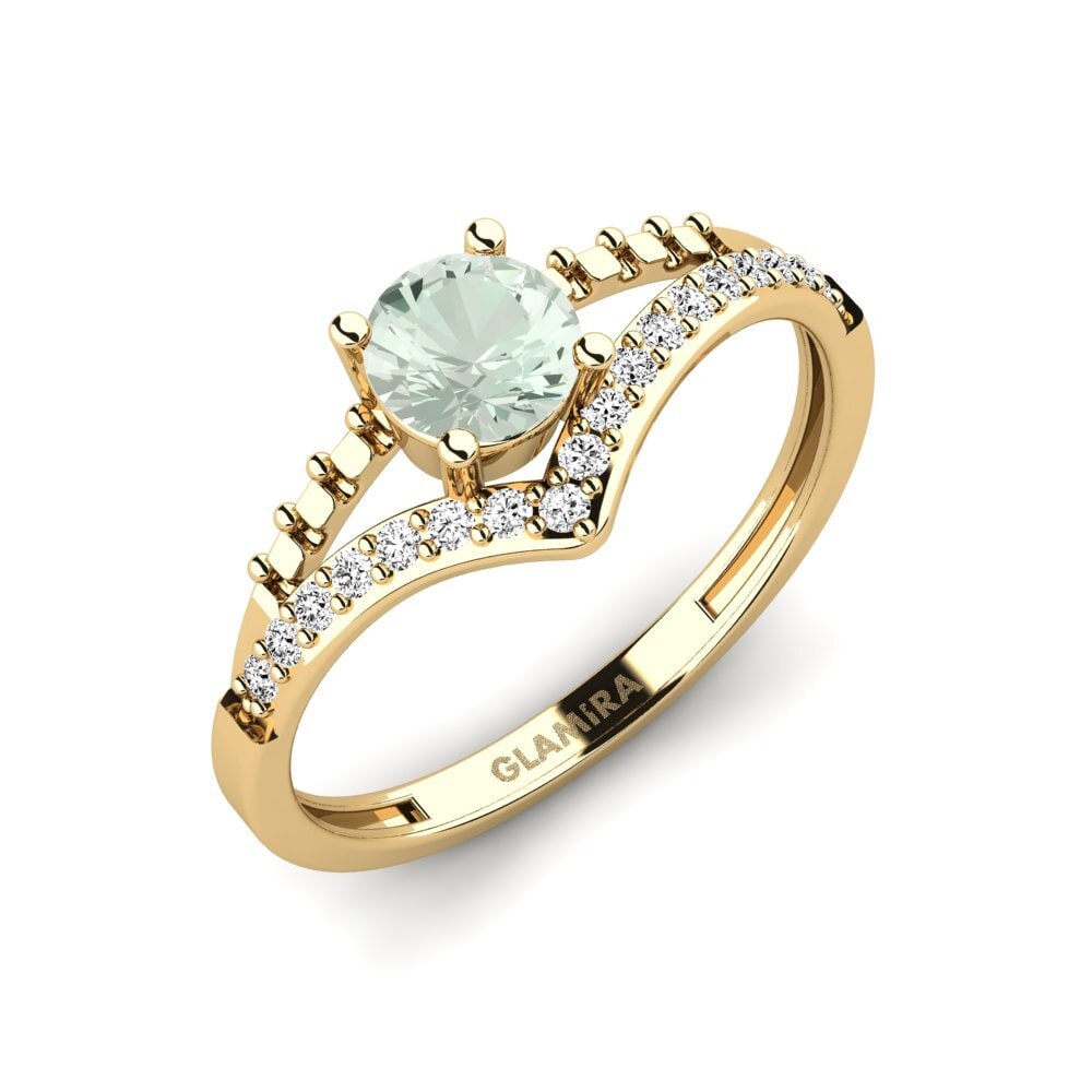 Green Amethyst Engagement Ring Zensben