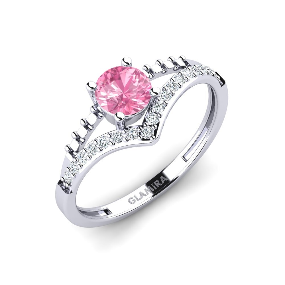 14K White Gold Pink Sapphire Engagement Ring Zensben