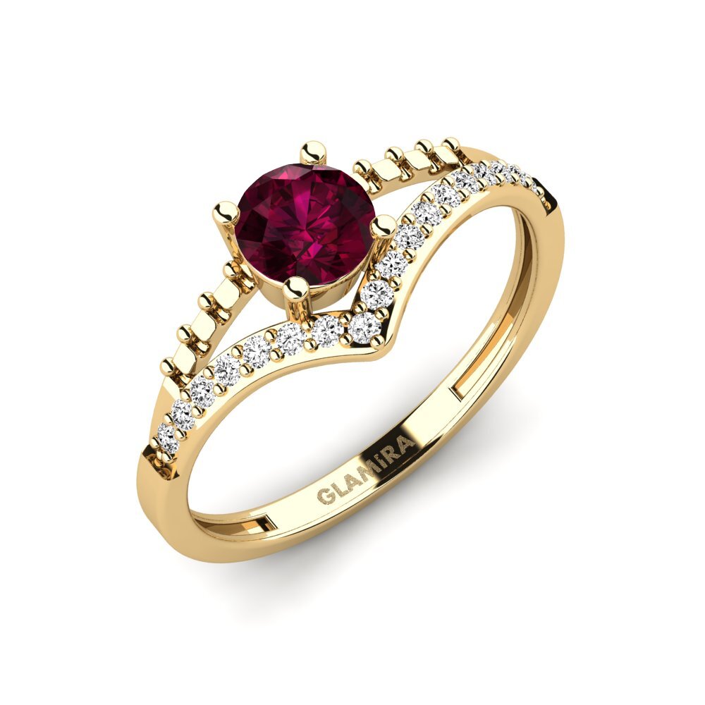 Granada de Rhodolite Anel de Noivado Zensben