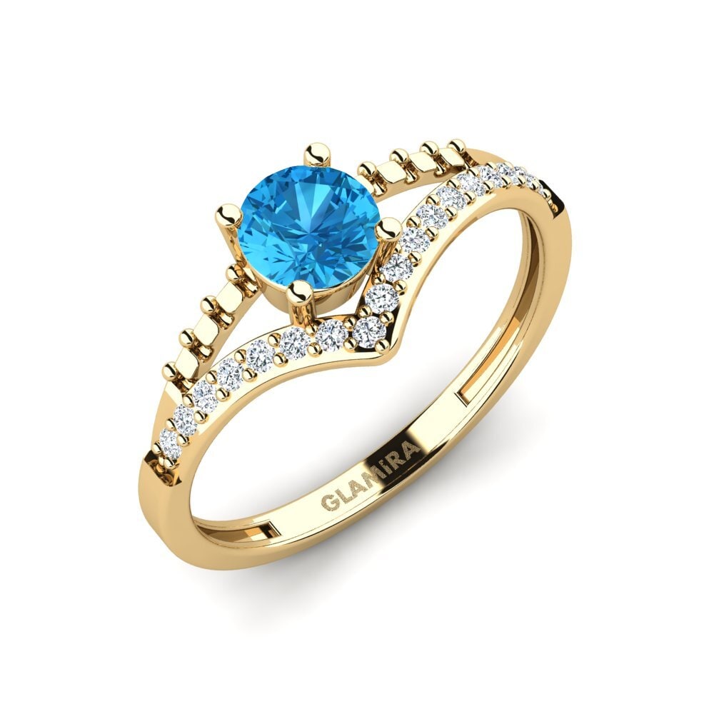Blue Topaz Engagement Ring Zensben