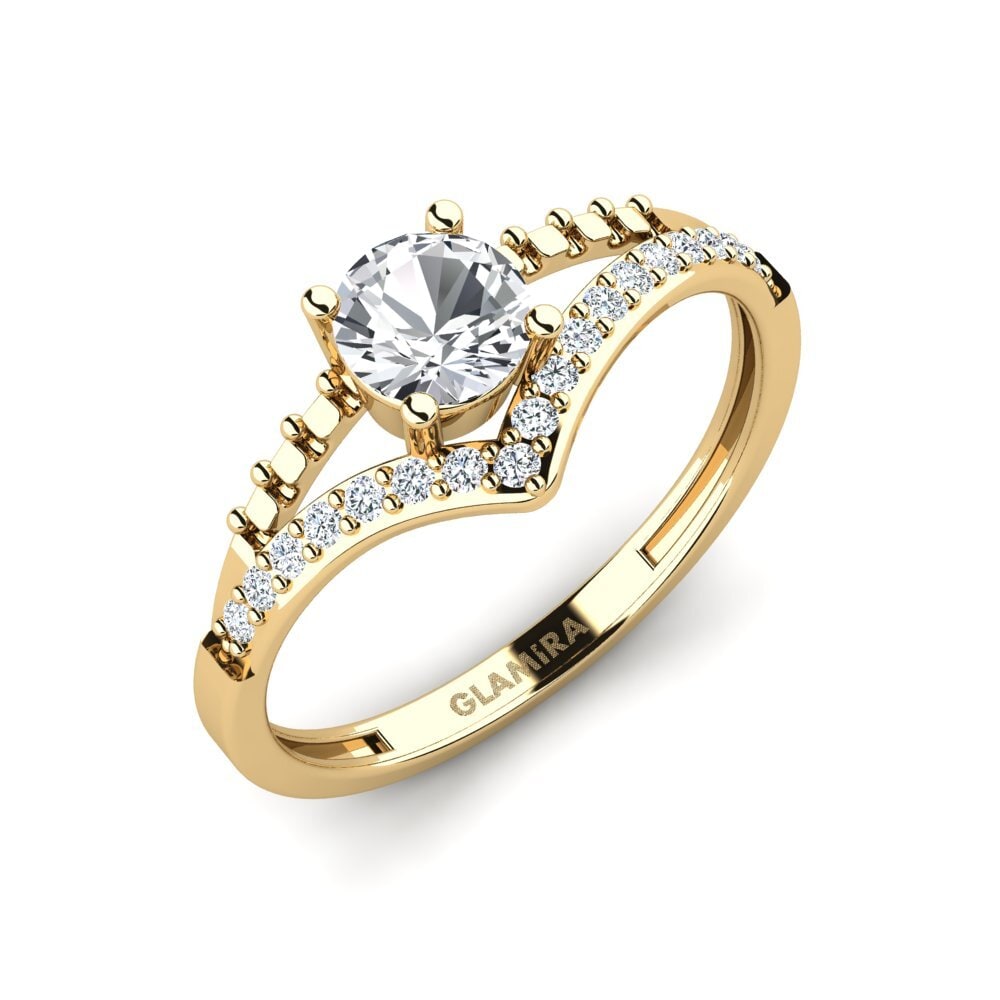 White Zircon Engagement Ring Zensben