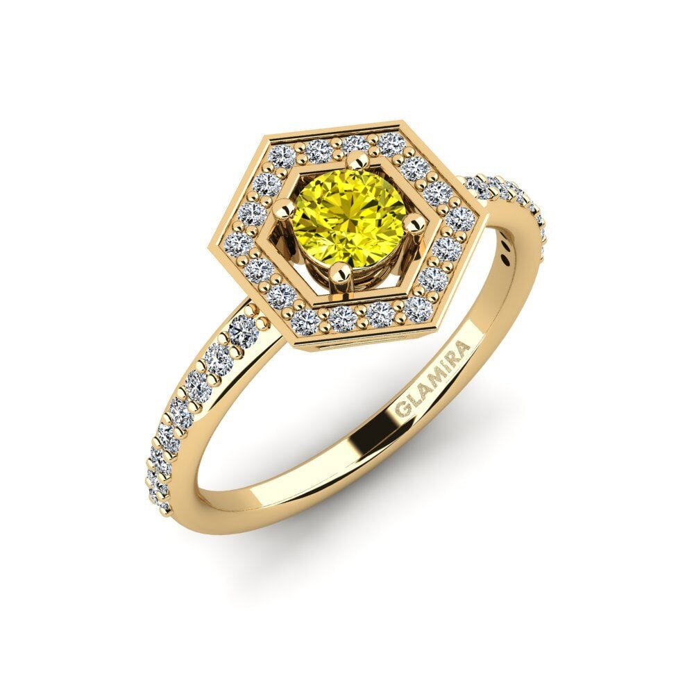 Diamante Amarillo Anillo de compromiso Zoache