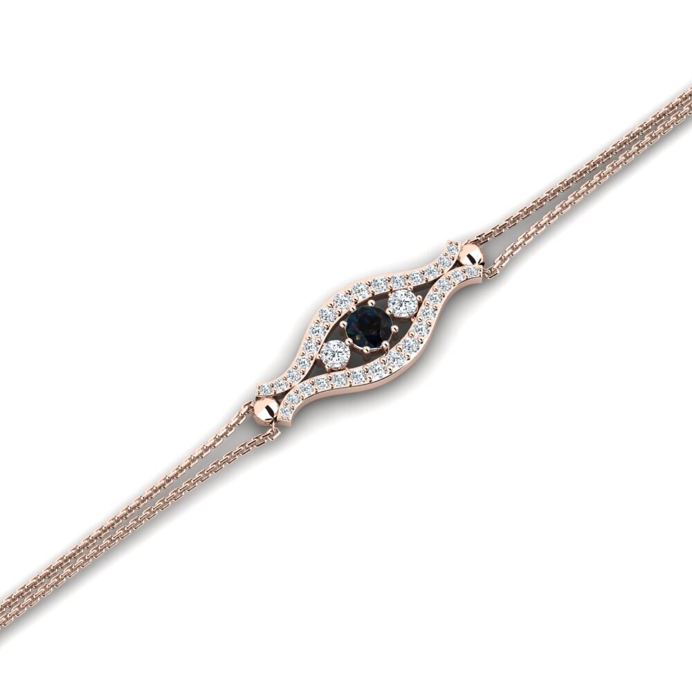 9ct Rose Gold Black Opal Women's Bracelet Alvins