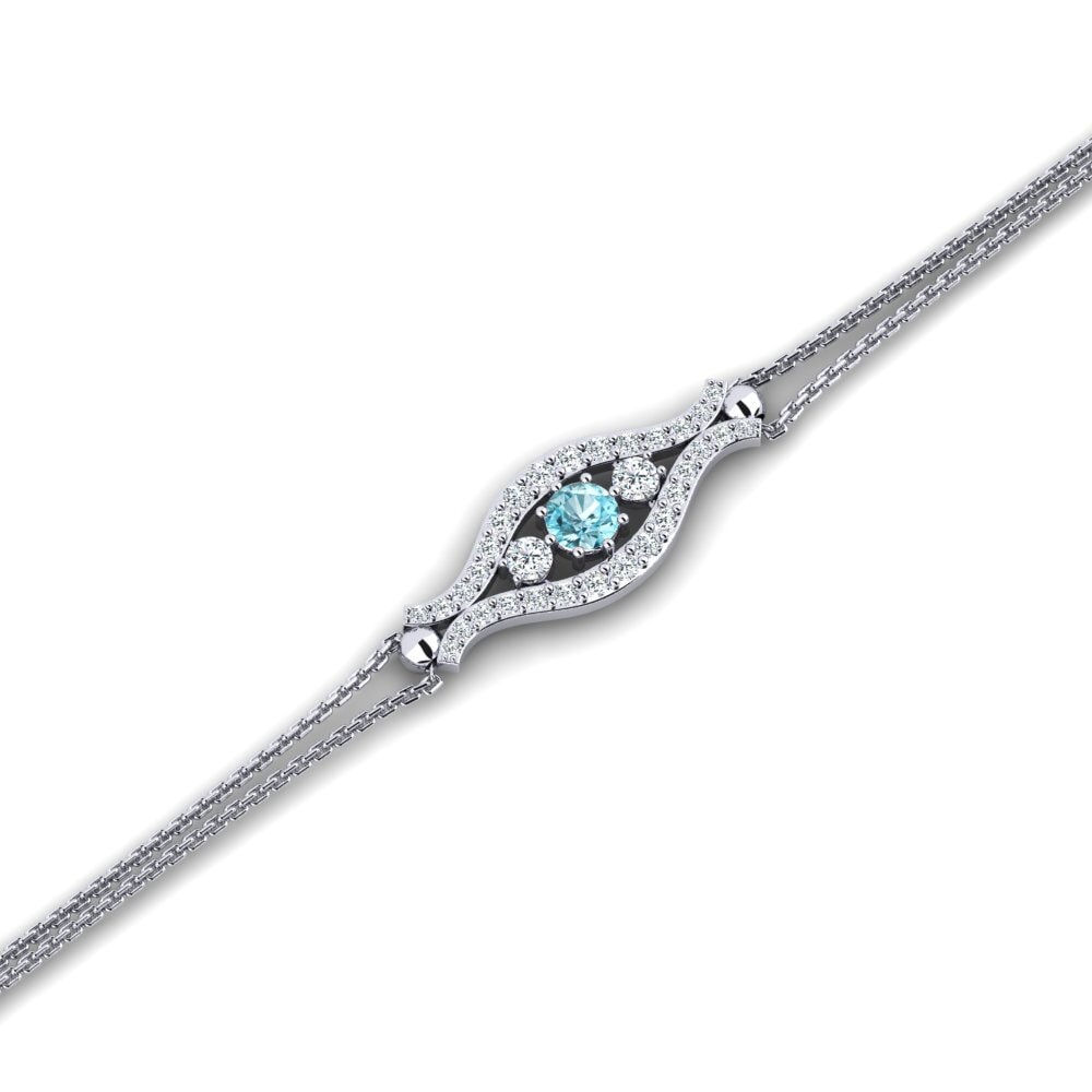 950 Platinum Blue Zircon Women's Bracelet Alvins