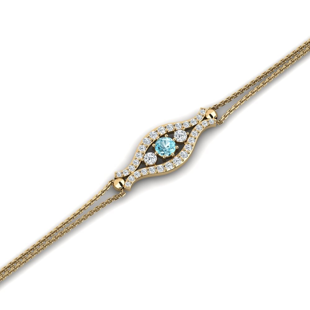 14ct Yellow Gold Blue Zircon Women's Bracelet Alvins