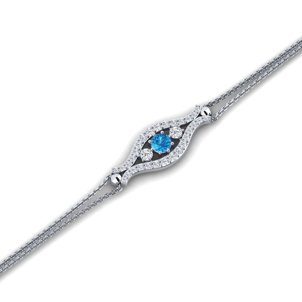 9ct White Gold Blue Topaz Women's Bracelet Alvins