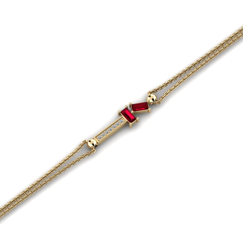 Baguette Red Zirconia Women's Bracelet Wowita