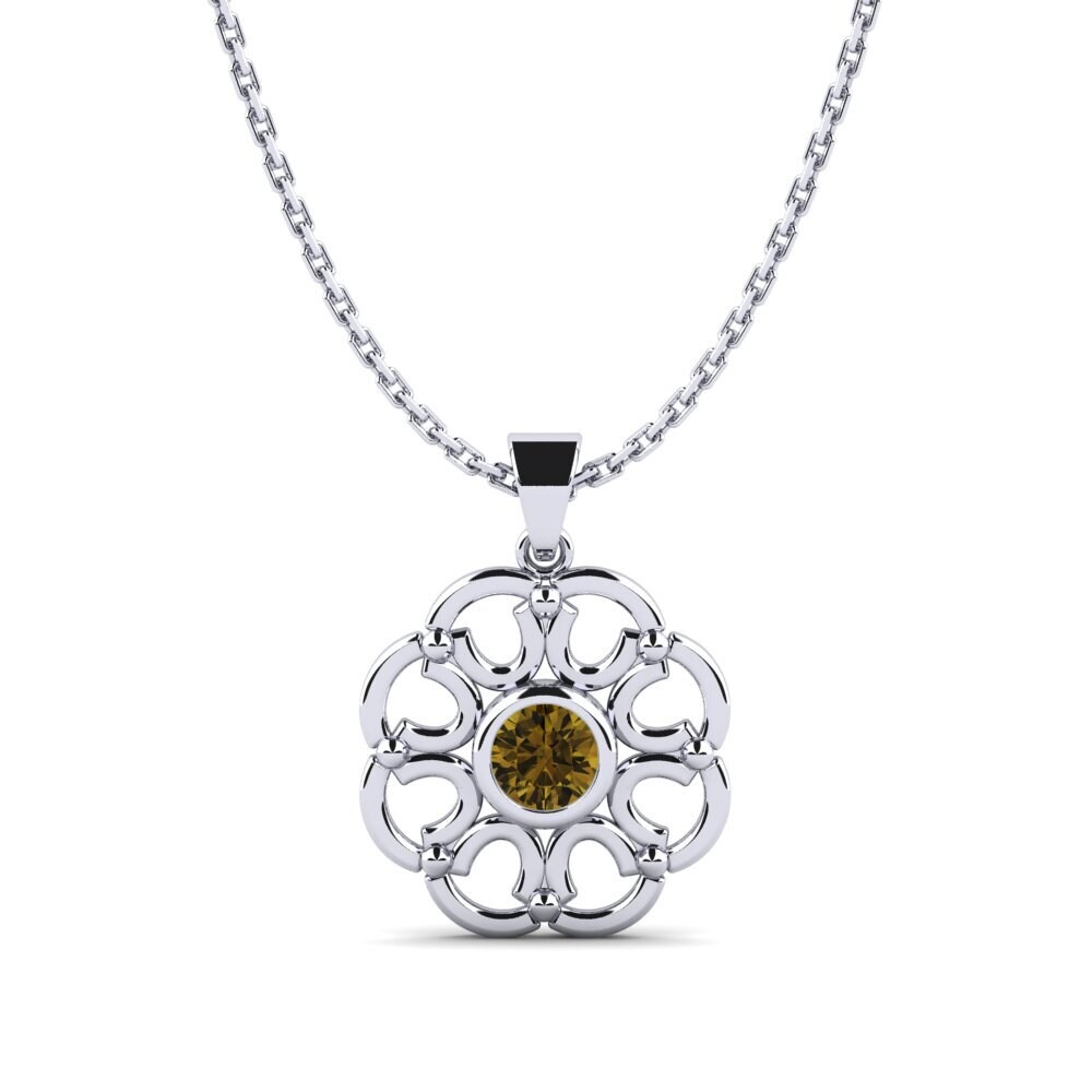 Plata 925 Circón Marrón Colgante de Mujer Cummian