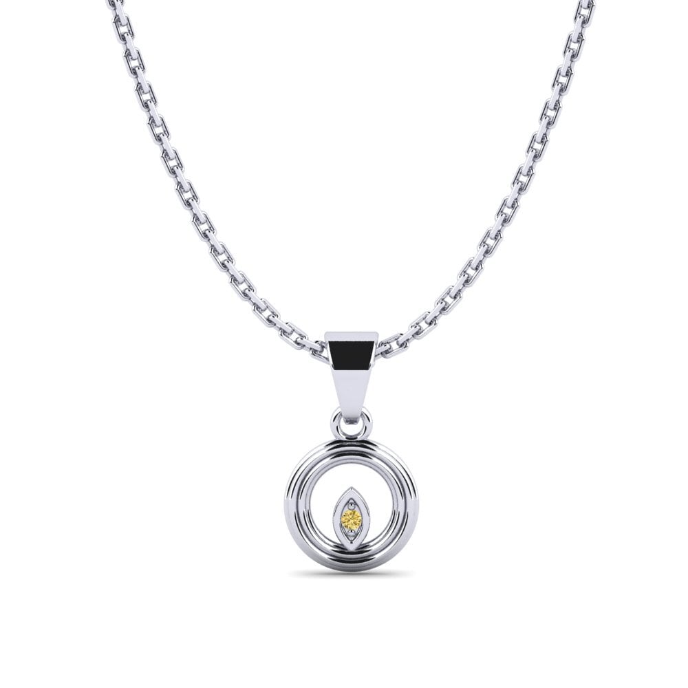 Paladio 950 Diamante Amarillo Colgante de Mujer Yelaser