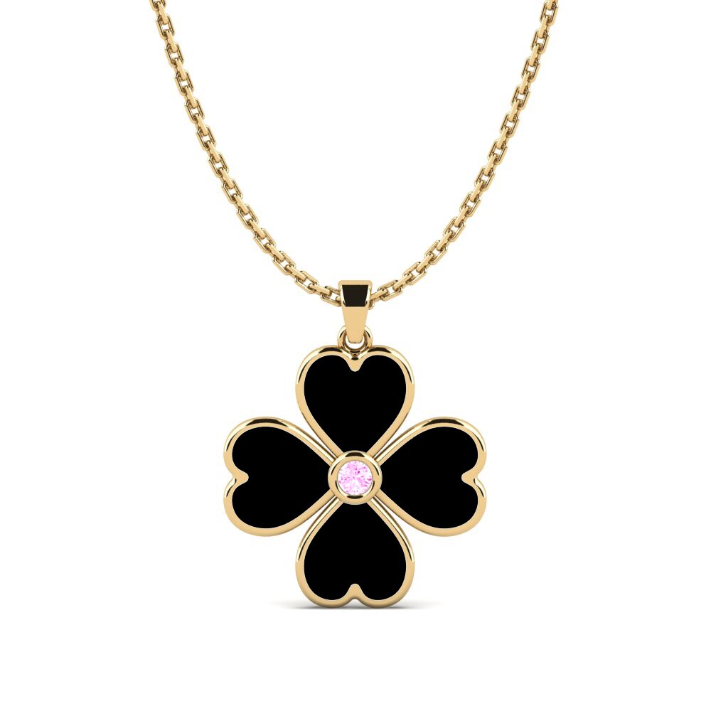 14k Yellow Gold Pink Sapphire Women's Pendant Pantelant
