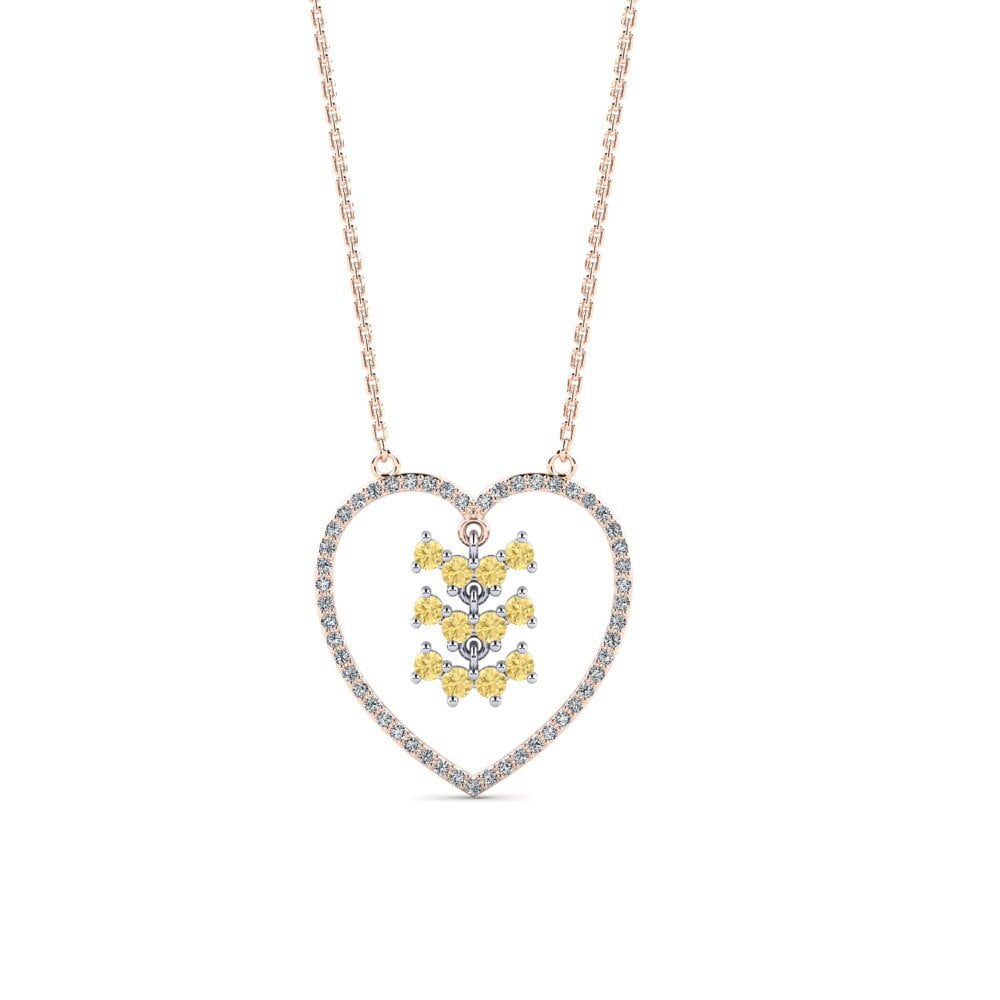 14k Oro Rosa & Blanco Diamante Amarillo Collar de Mujer Patrol