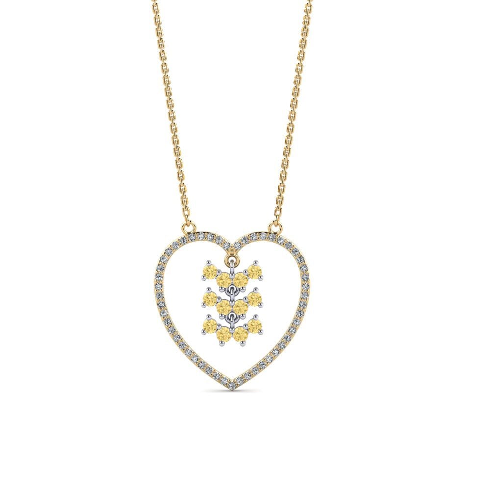 9k Oro Amarillo & Blanco Diamante Amarillo Collar de Mujer Patrol