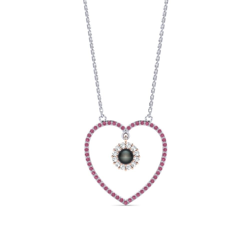 14ct White & Rose Gold Rhodolite Garnet Women's Necklace Percent