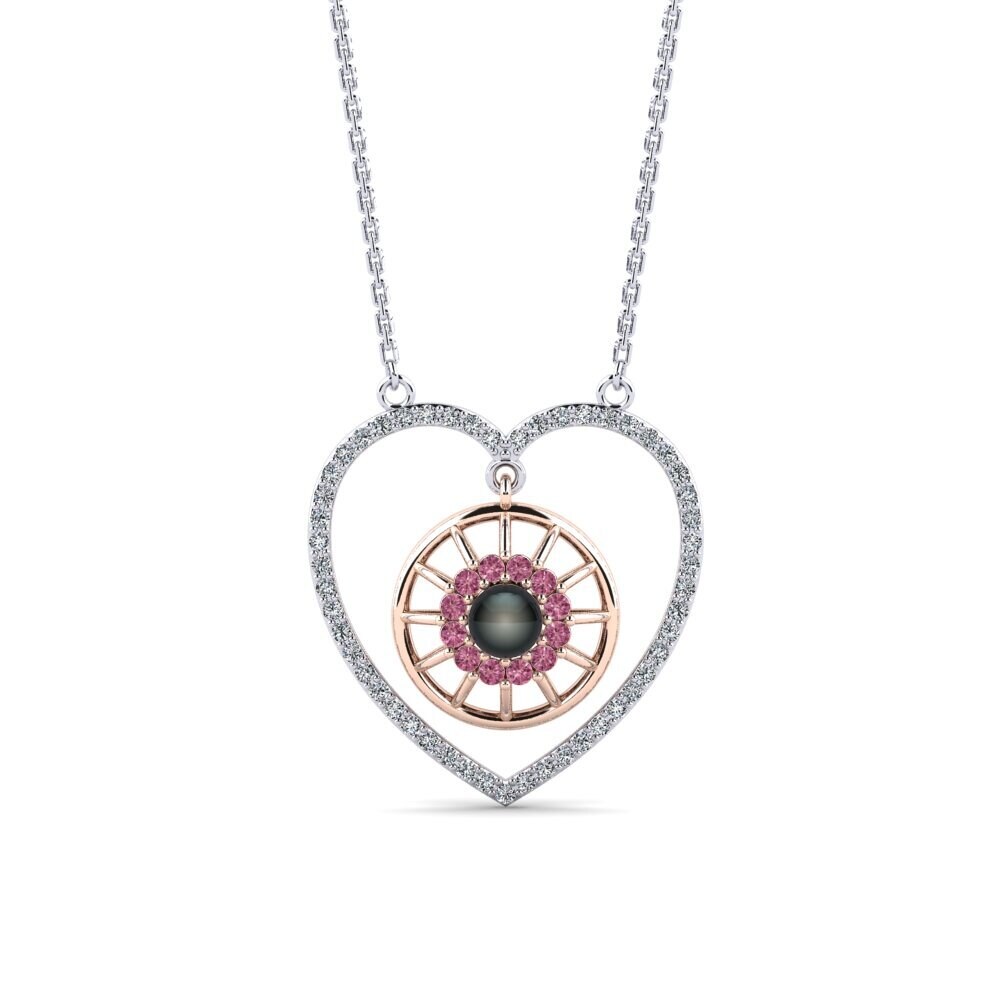 14ct White & Rose Gold Rhodolite Garnet Women's Necklace Pozzy