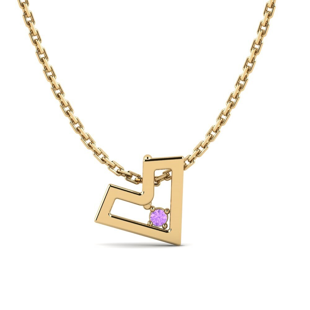 14k Oro Amarillo Amatista Colgante de Mujer Proviea