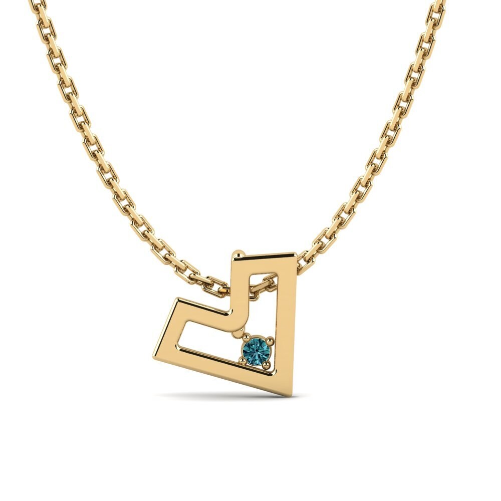 14k Oro Amarillo Diamante Azul Colgante de Mujer Proviea