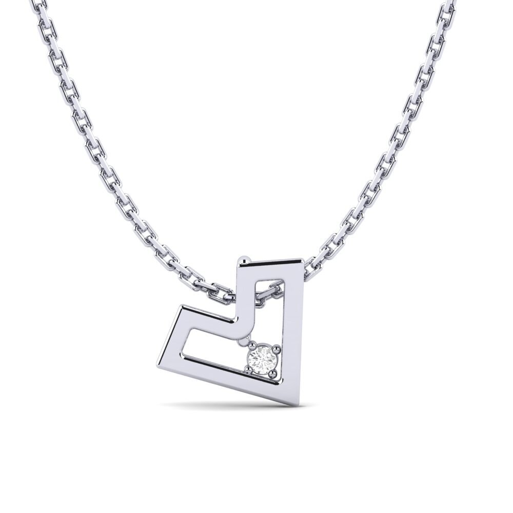 Plata 925 Zafiro blanco Colgante de Mujer Proviea