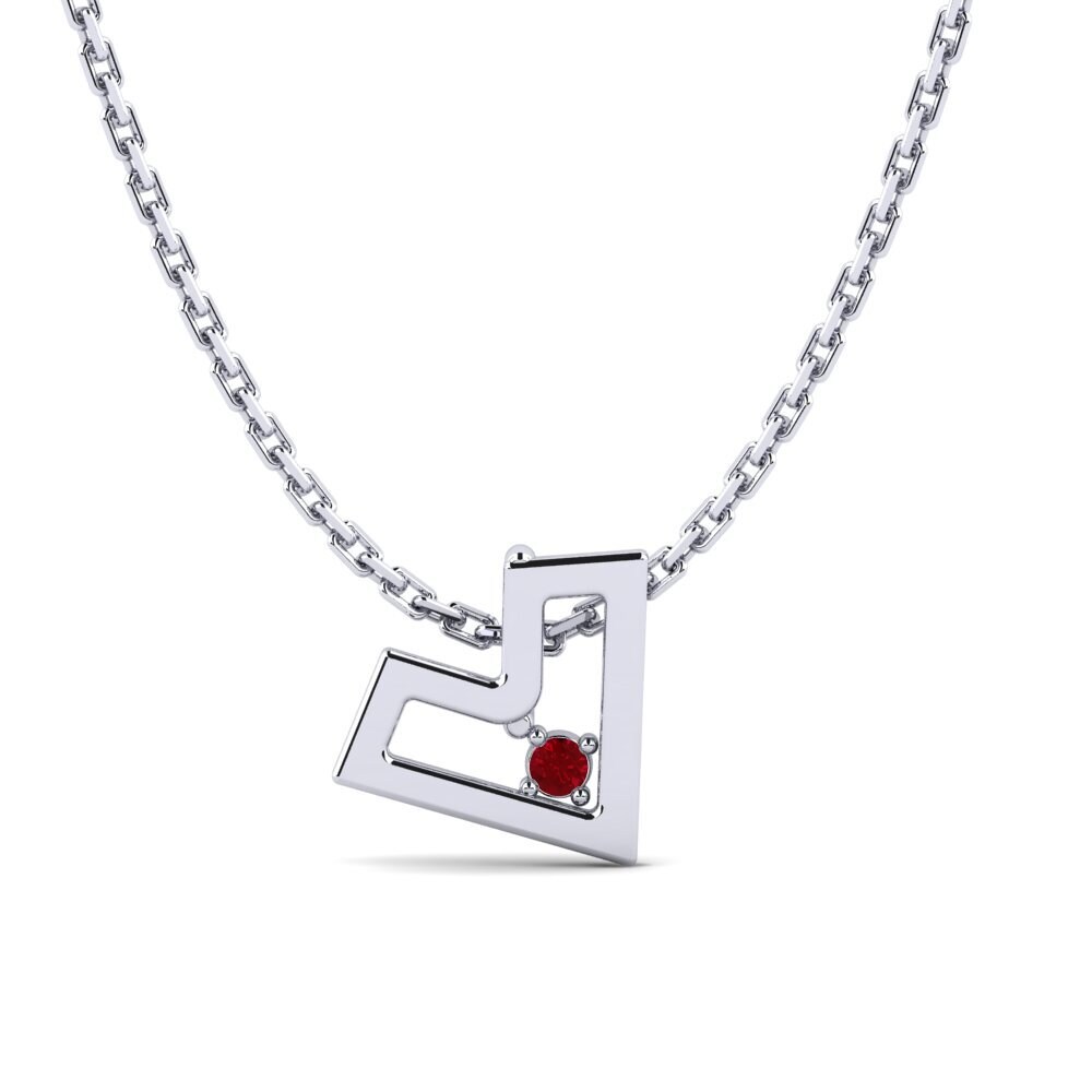 Platino 950 Circonita Roja Colgante de Mujer Proviea