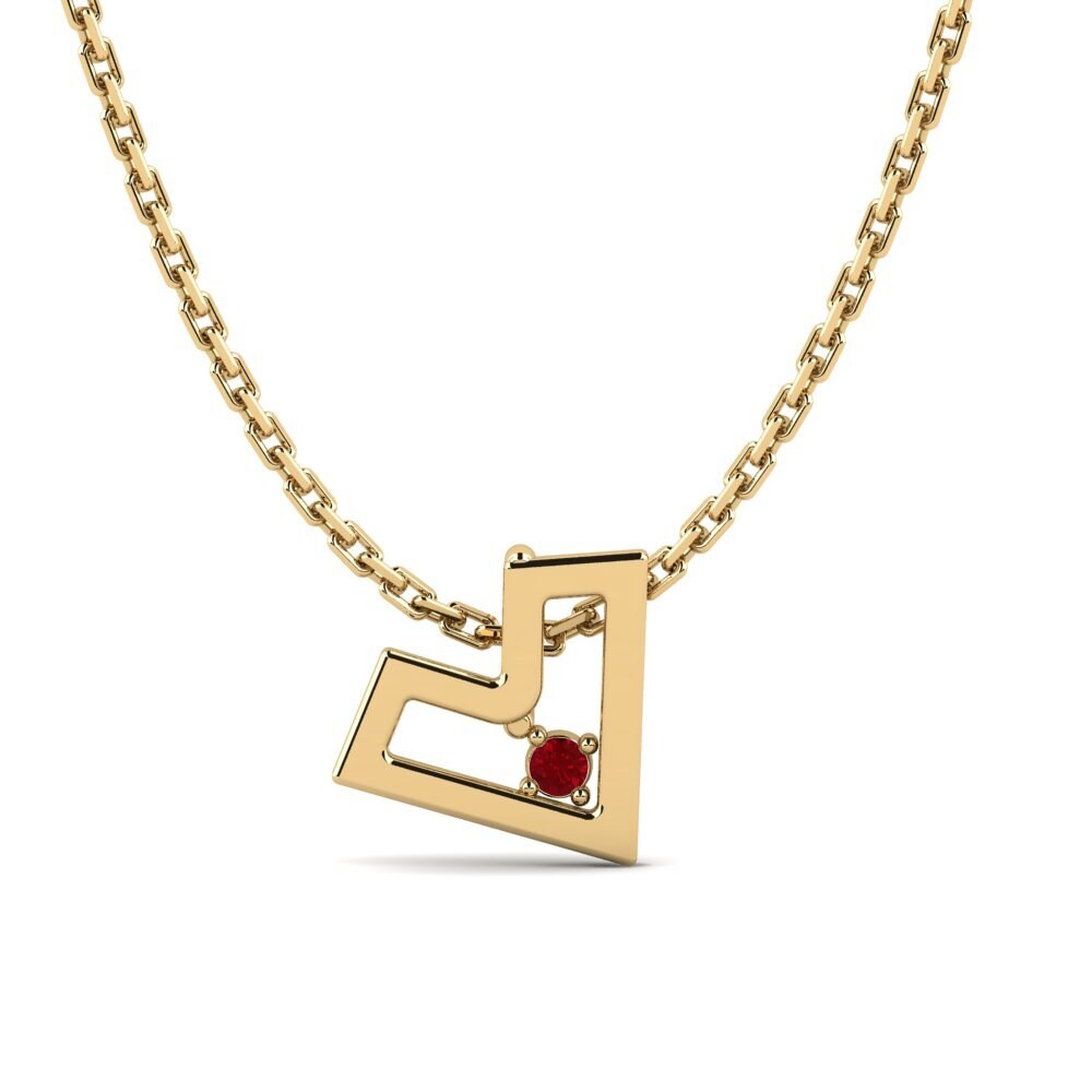9k Oro Amarillo Circonita Roja Colgante de Mujer Proviea