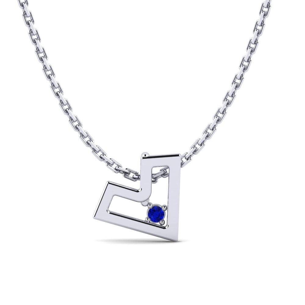 18k Oro Blanco Zafiro Colgante de Mujer Proviea