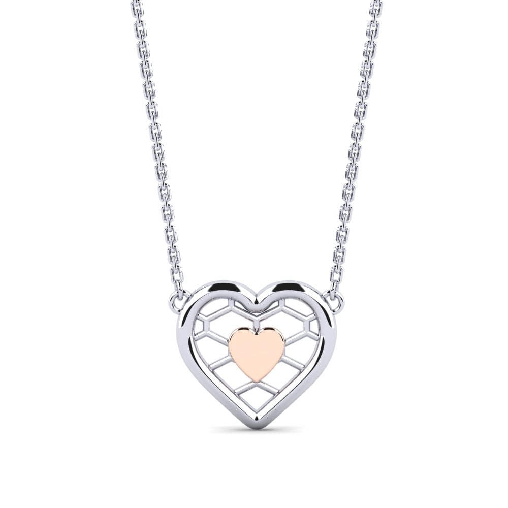 Heart 9k White & Rose Gold Necklace Reus