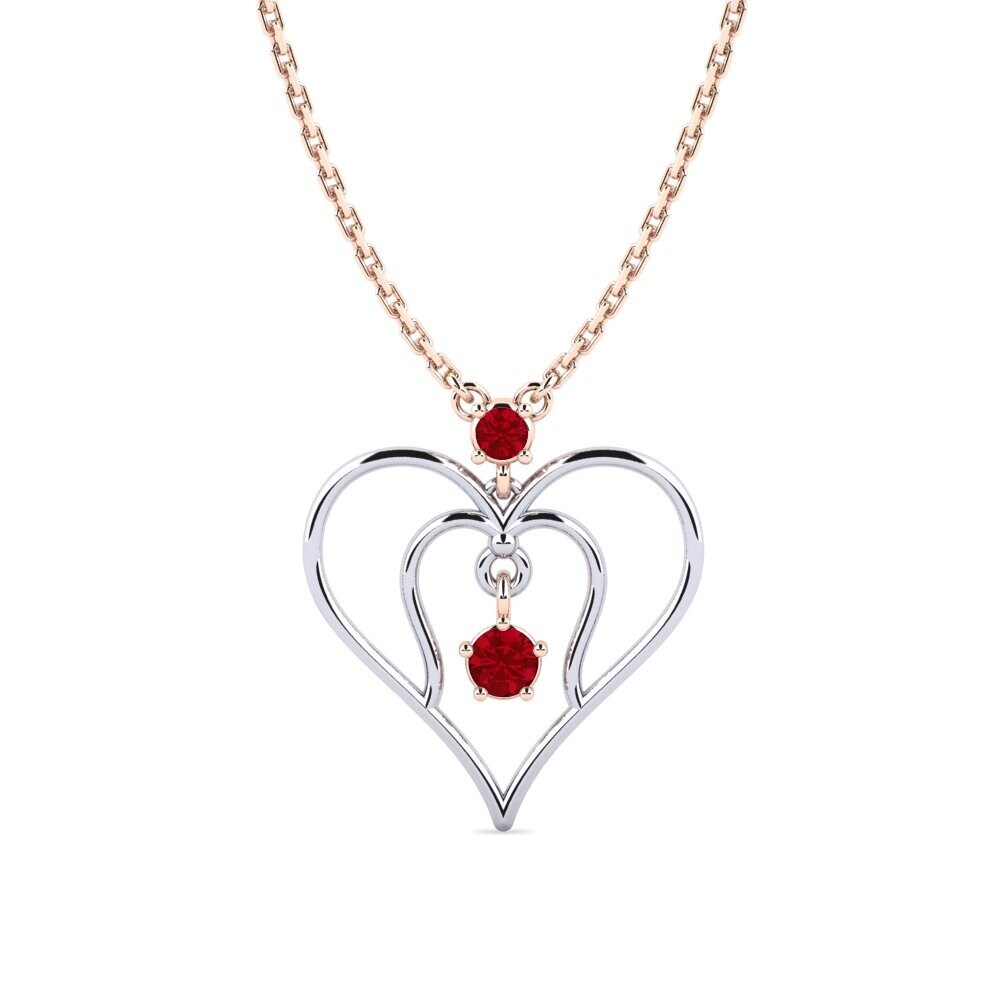 14k Oro Blanco & Rosa Circonita Roja Collar de Mujer Siphon