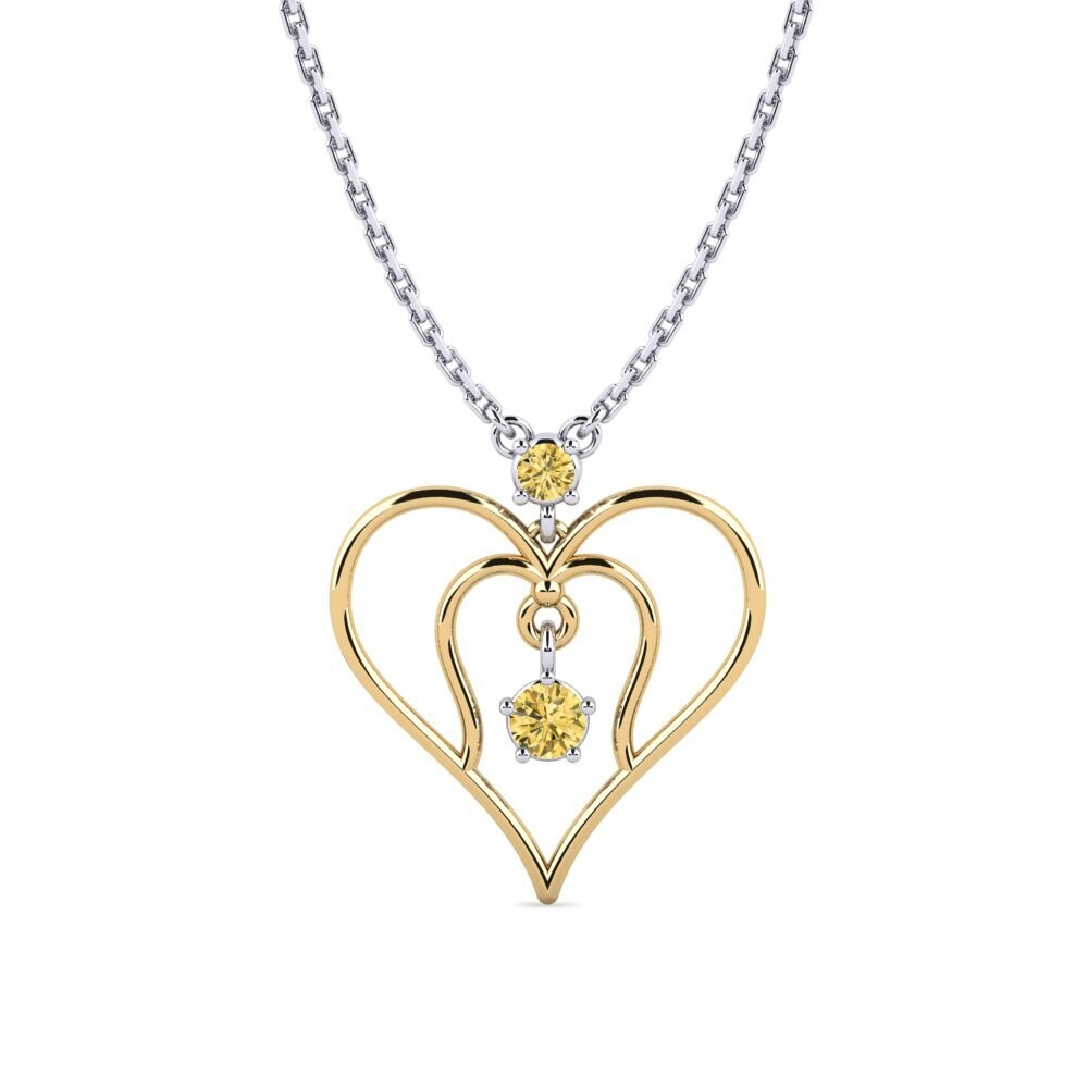 9k Oro Amarillo & Blanco Diamante Amarillo Collar de Mujer Siphon