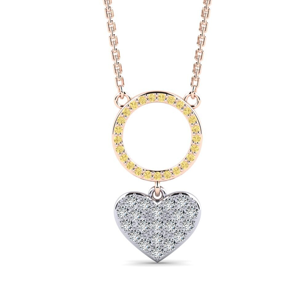 14k Oro Rosa & Blanco Diamante Amarillo Collar de Mujer Sunisenya