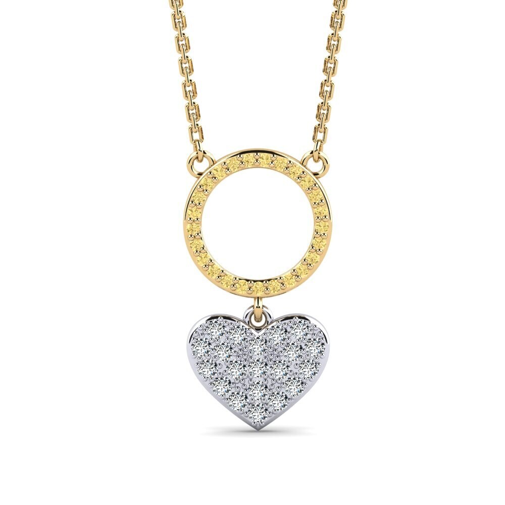 9k Oro Amarillo & Blanco Diamante Amarillo Collar de Mujer Sunisenya