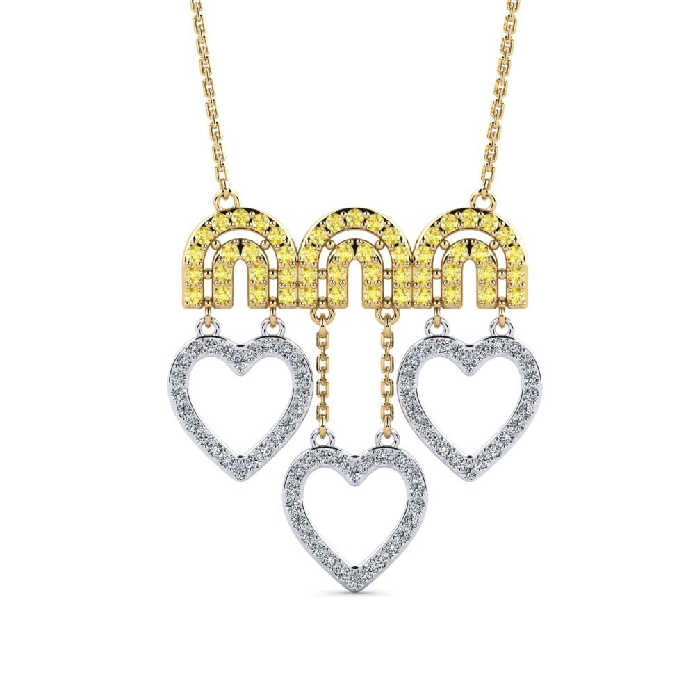 9k Oro Amarillo & Blanco Zafiro amarillo Collar de Mujer Swamp