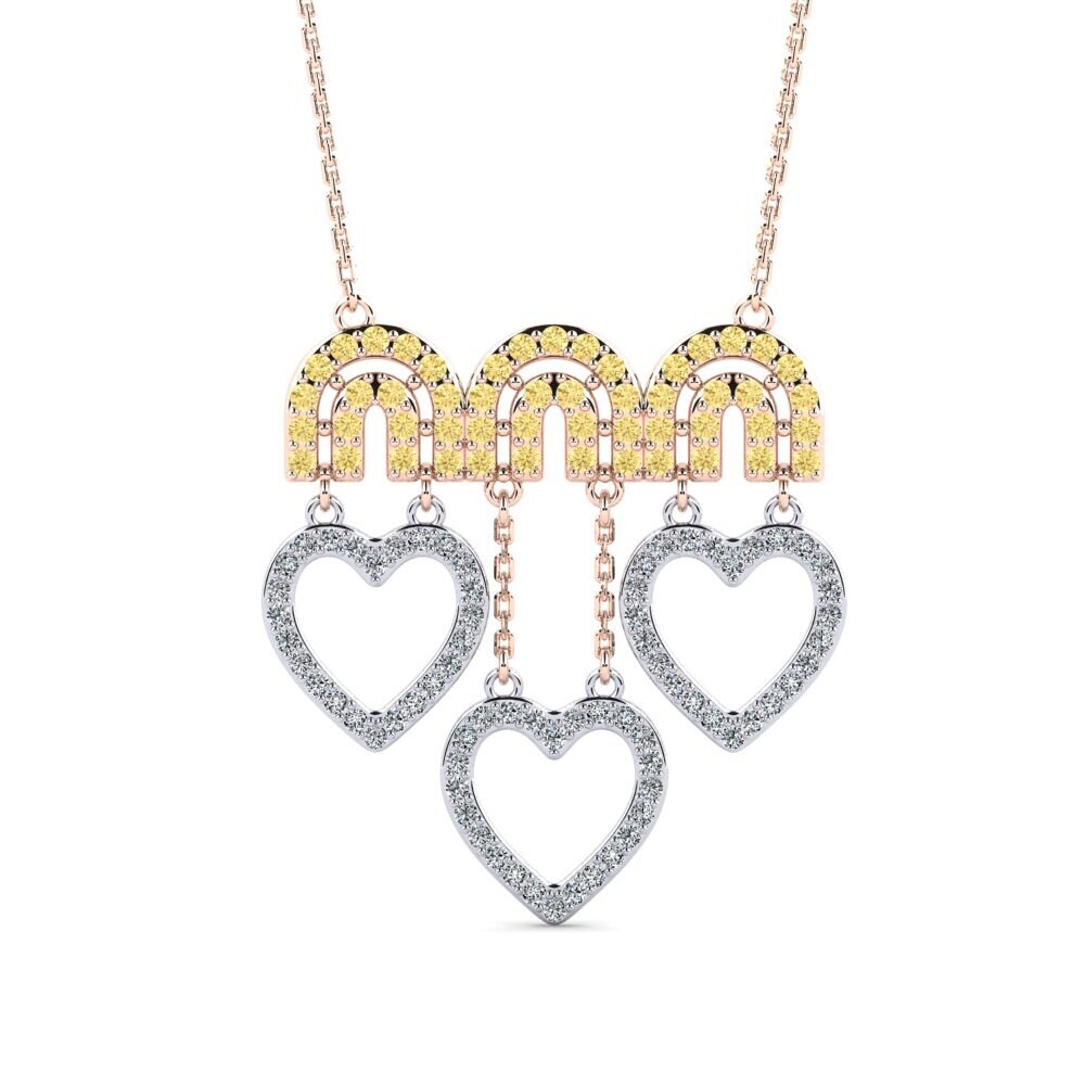 14k Oro Rosa & Blanco Diamante Amarillo Collar de Mujer Swamp