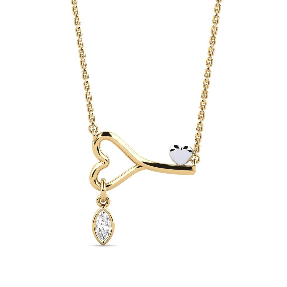 9k Oro Amarillo & Blanco Zafiro blanco Collar de Mujer Zestybus