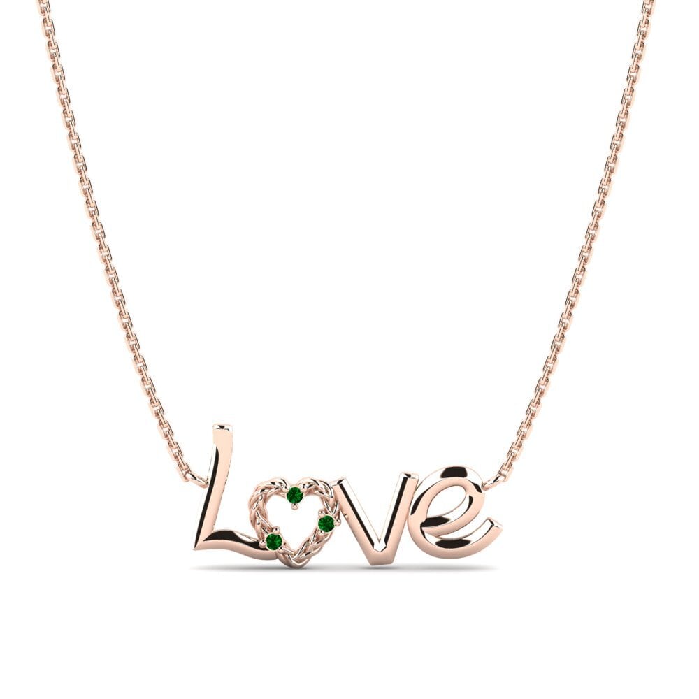 Rotgold 585 Grüner Zirkonia Damen halskette Aljezur