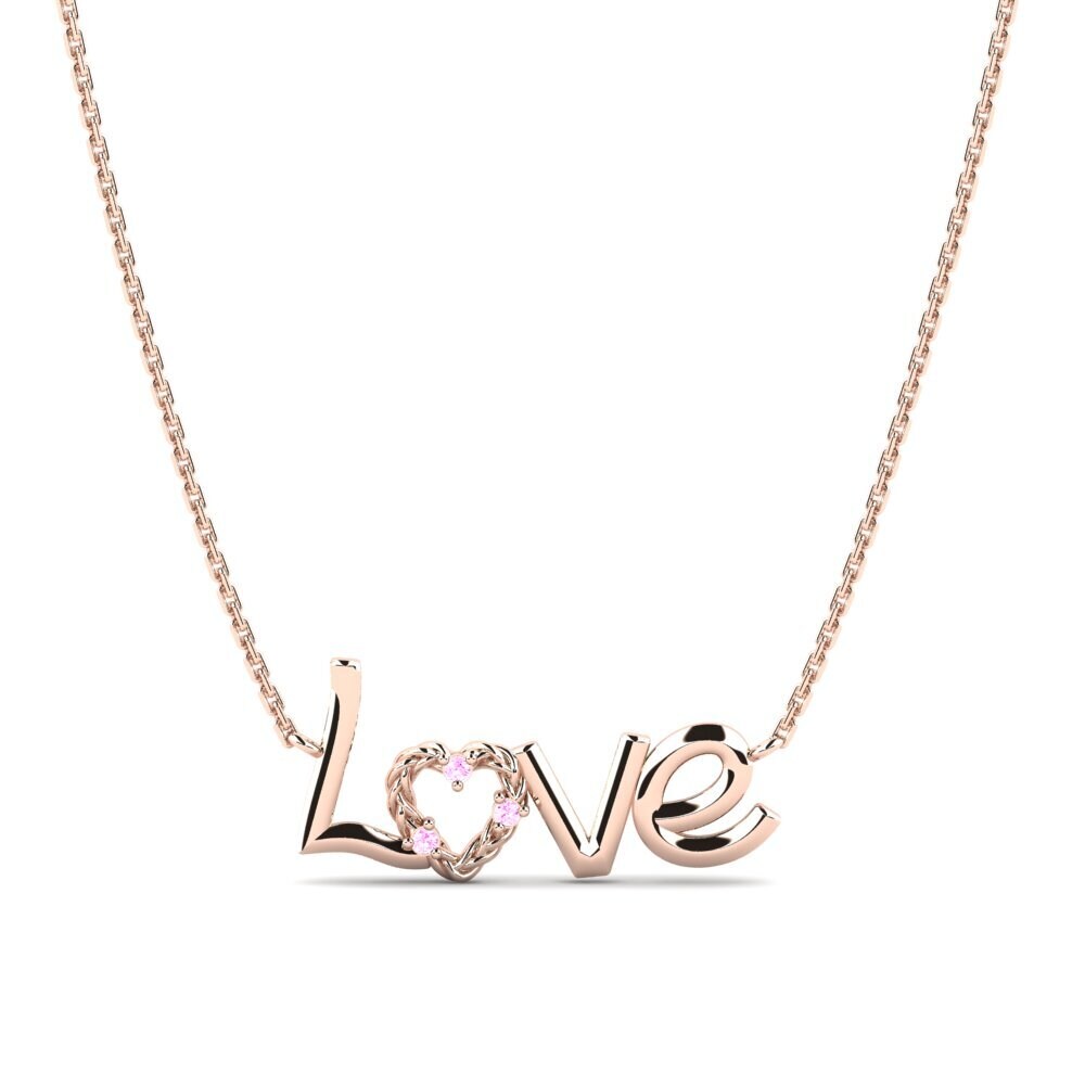 Rotgold 750 Rosa Saphir Damen halskette Aljezur