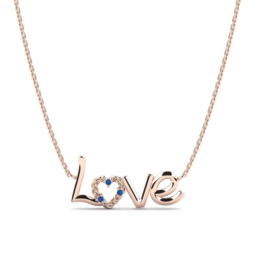 Rotgold 585 Dunkelblauer Zirkonia Damen halskette Aljezur