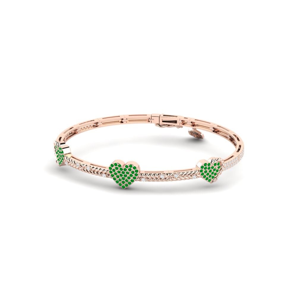Or rose 14k Émeraude Bracelet pour femme Amovoce