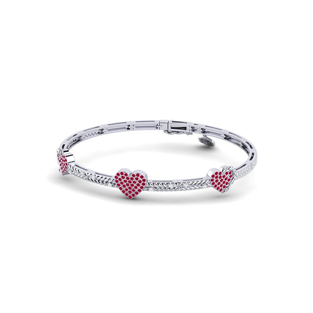 Or Blanc 9k Rubis Bracelet pour femme Amovoce