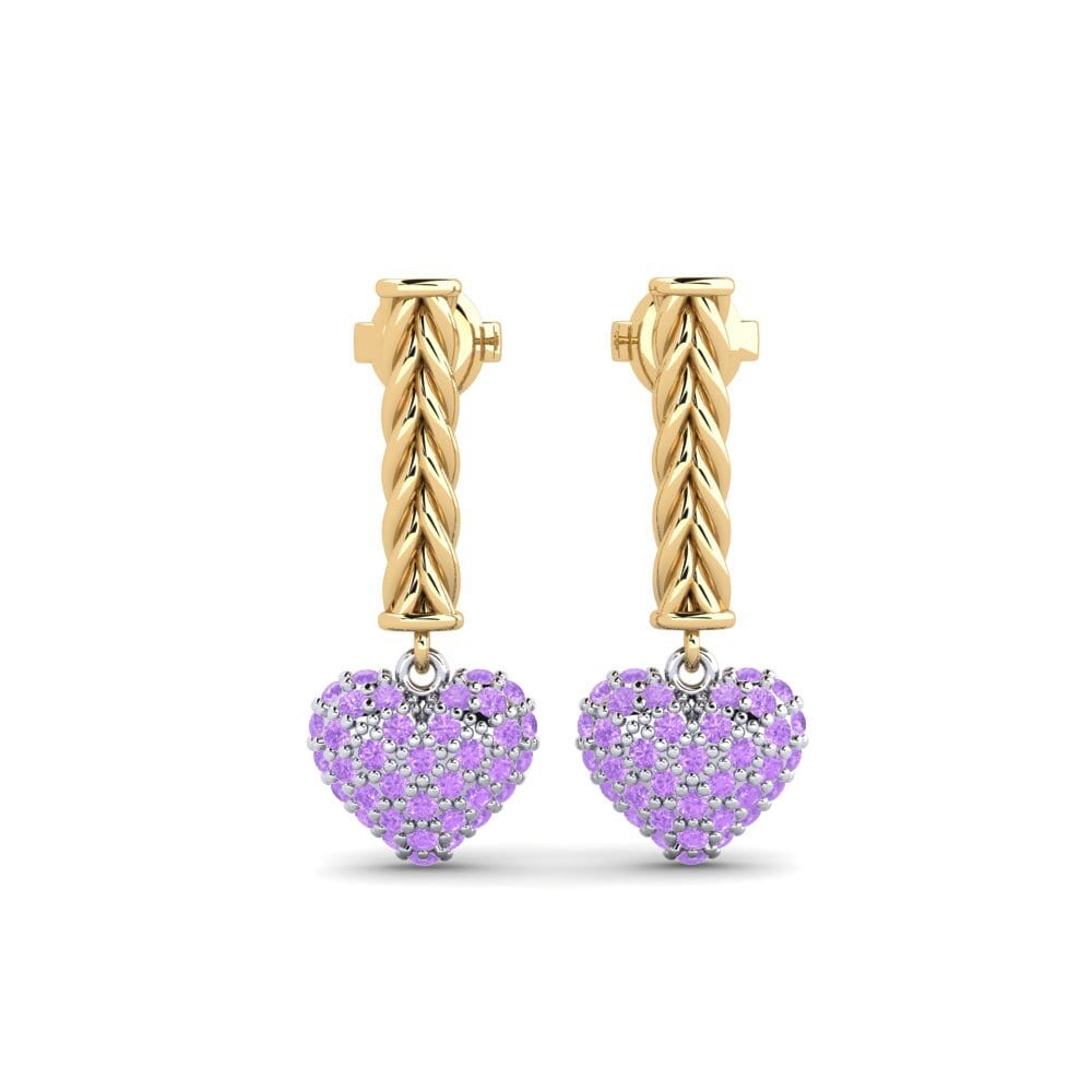 9ct White & Yellow Gold Amethyst Women's Earring Arneis