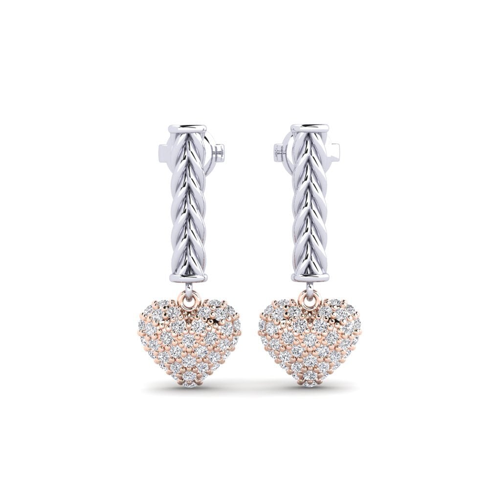 9ct Rose & White Gold Diamond Women's Earring Arneis