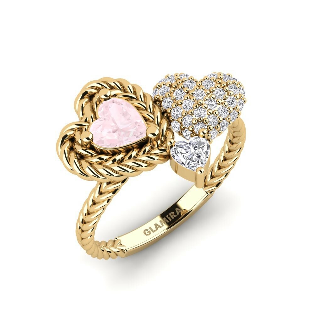Or Jaune 18k Quartz Rose Bague Athismons